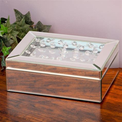 glass and metal ring box|mirrored glass jewelry box.